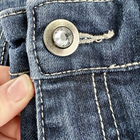 Christopher & Banks Rhinestone Jean Shorts Sz 6 Blue Pockets Flowers Cuffed EUC - Picture 5 of 14